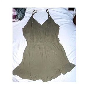 Olive button down Romper